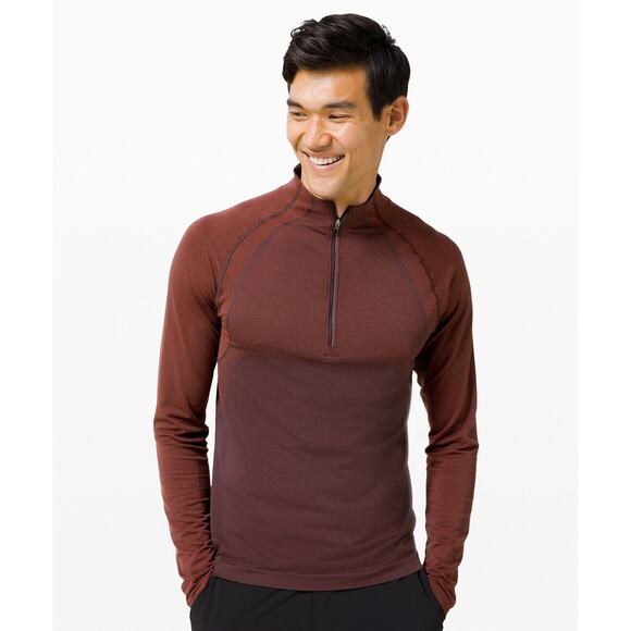 Mae Lululemon Mens Metal Vent Tech 1/2 Zip Long Sleeve Shirt Size L Sequoia - Picture 1 of 11